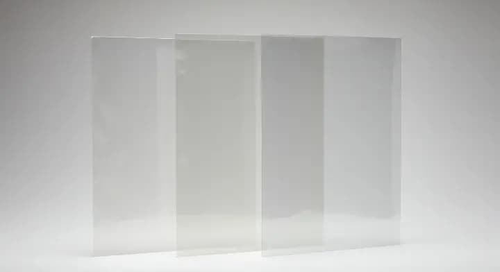 Verschiedene Arten von LP-Schutzhüllen nebeneinander angeordnet: Polyethylen, Polypropylen und PVC