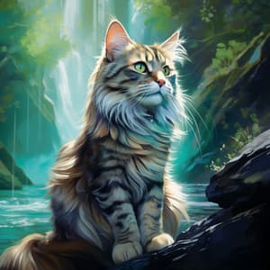 Feline Harmony by the Brook: Melodic Retreat - 101 Noise