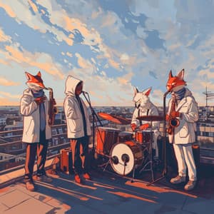 Lofi Jazzens Svævende Stemning over Byen - Chill Hip-Hop Beats