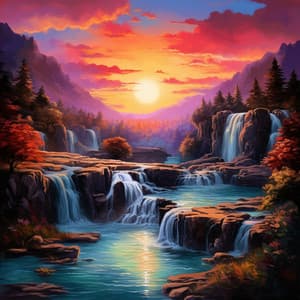 Waterfall Serenity Relaxation: Cascading Night's Melody - Joshua Tree