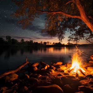 Riverside Flames: Healing by the River - Trickling Water Soundscape