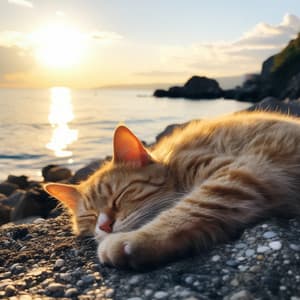 Ronrroneo Oceánico: Olas Binaurales Para Gatos Calmos - Sueños de solfeo