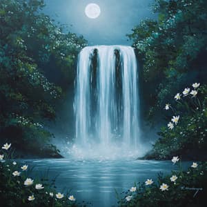 Lunar Waterfall Serenity - Waterfalls Music Universe