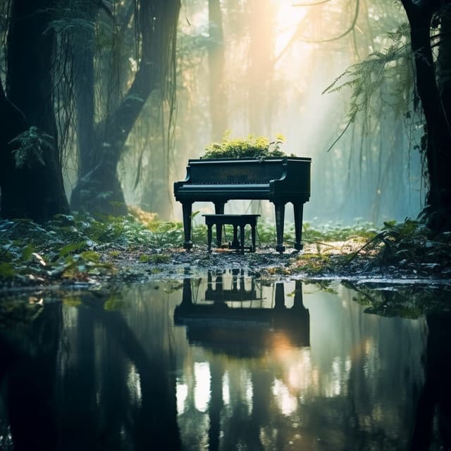 Serene Echoes: Meditation Piano Tune - Piano and Rain
