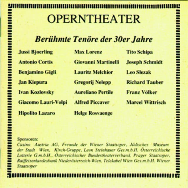 Operntheater - Berühmte Tenöre der 30er Jahre - Jussi Björling