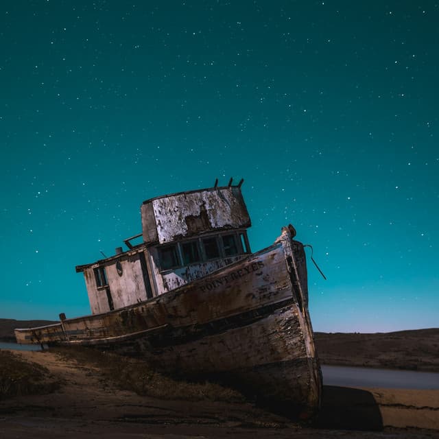 1 Coastal Night: Starry Reflections - Sea Waves Sounds