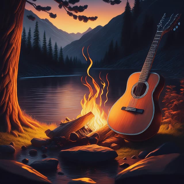 Fire Meditation Harmony: Guitar Strums and Crackling Logs - Spanish Guitar Lounge Music