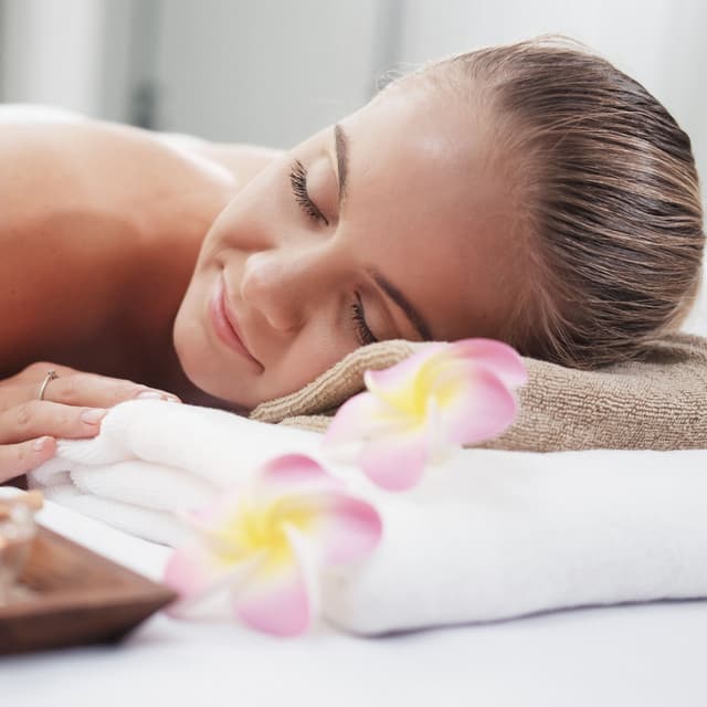 Spa Reflections: Flowing Waterfall Rhythms with Chill Music - Waterfall in the distance